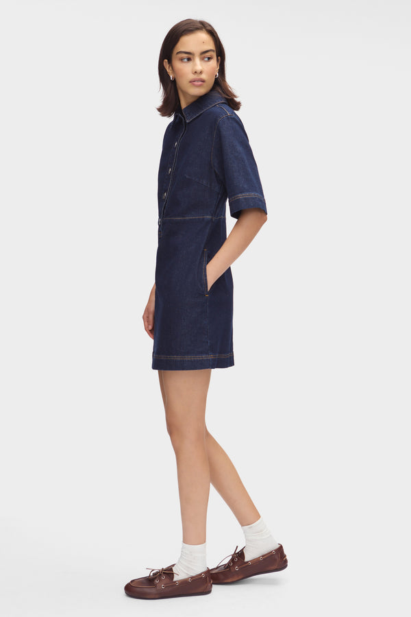 Aligne ALIGNE Mini Denim Dress - Blue | Amber DRESSES