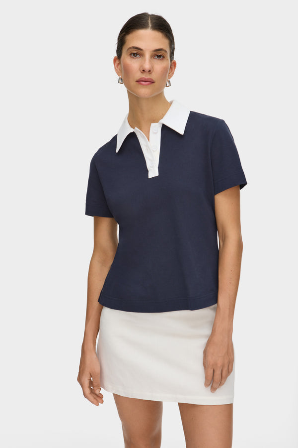 aligne ALIGNE Polo Top - Blue | Bree TOPS