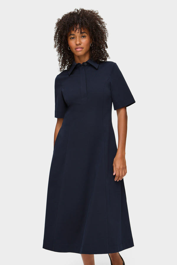aligne ALIGNE Ponte Midi Dress - Navy | Luka DRESSES