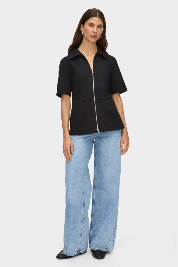 Aligne ALIGNE Ponte Zip Top - Black | Cecile TOPS