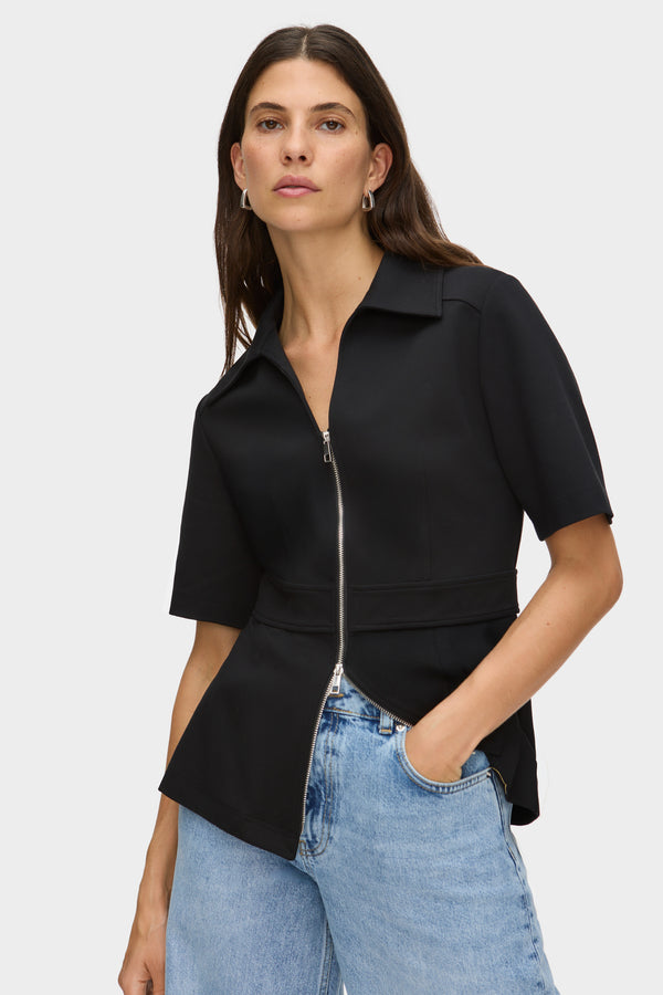 Aligne ALIGNE Ponte Zip Top - Black | Cecile TOPS
