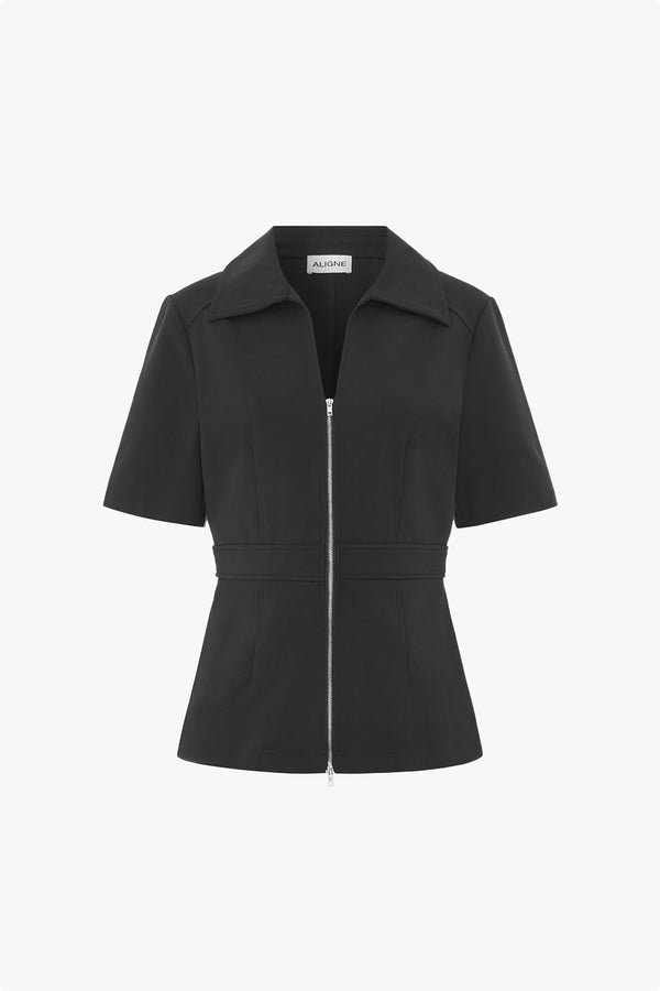 Aligne ALIGNE Ponte Zip Top - Black | Cecile TOPS