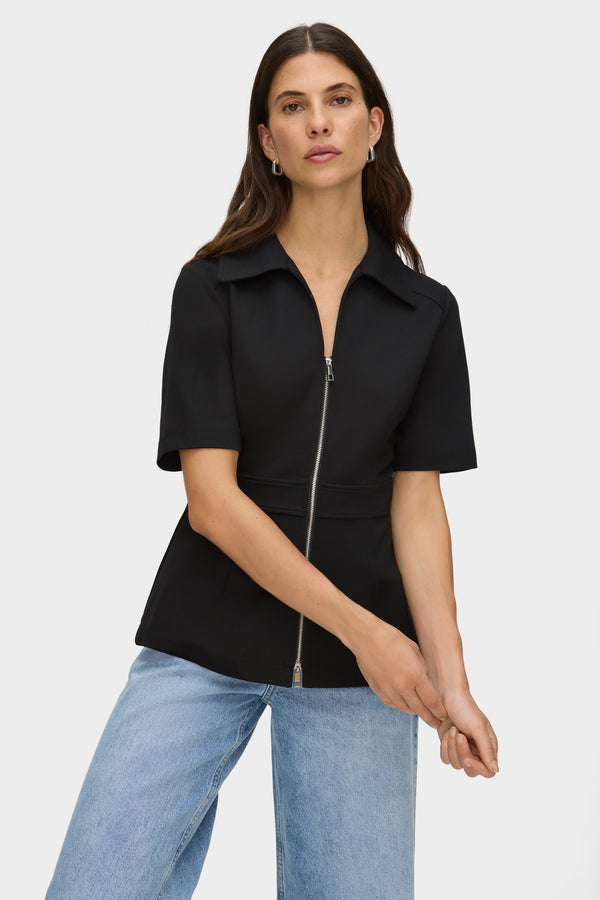 aligne ALIGNE Ponte Zip Top - Black | Cecile TOPS