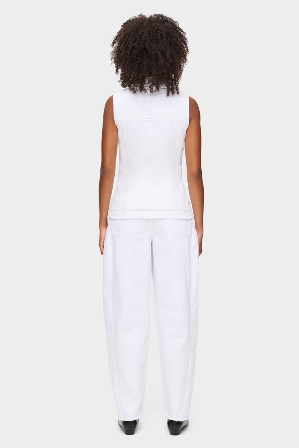 Aligne ALIGNE Zip Front Denim Top - White | Whim TOPS