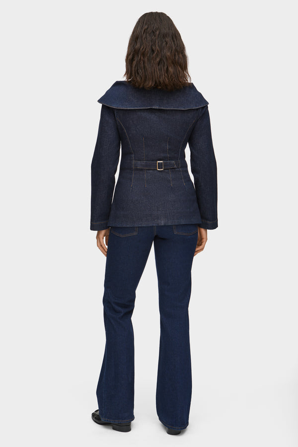 Aligne ALIGNE Bardot Denim Waisted Blazer - Blue | Elle BLAZER