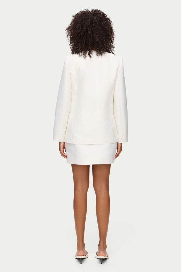 Aligne ALIGNE Bow Satin Bridal Blazer - White | Beau BLAZER