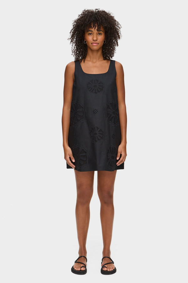 Aligne ALIGNE Broderie Mini Dress - Black | Belle DRESSES