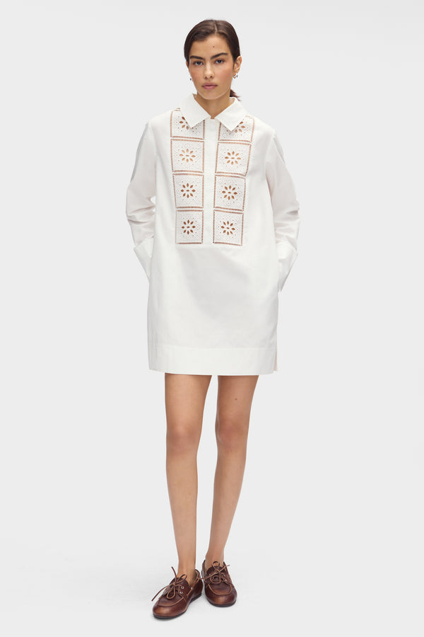 Aligne ALIGNE Broderie Organic Cotton Dress - White | Ophelia DRESSES