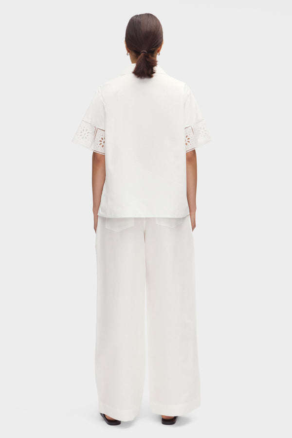 Aligne ALIGNE Broderie Organic Cotton Shirt - White | Ulysses TOPS