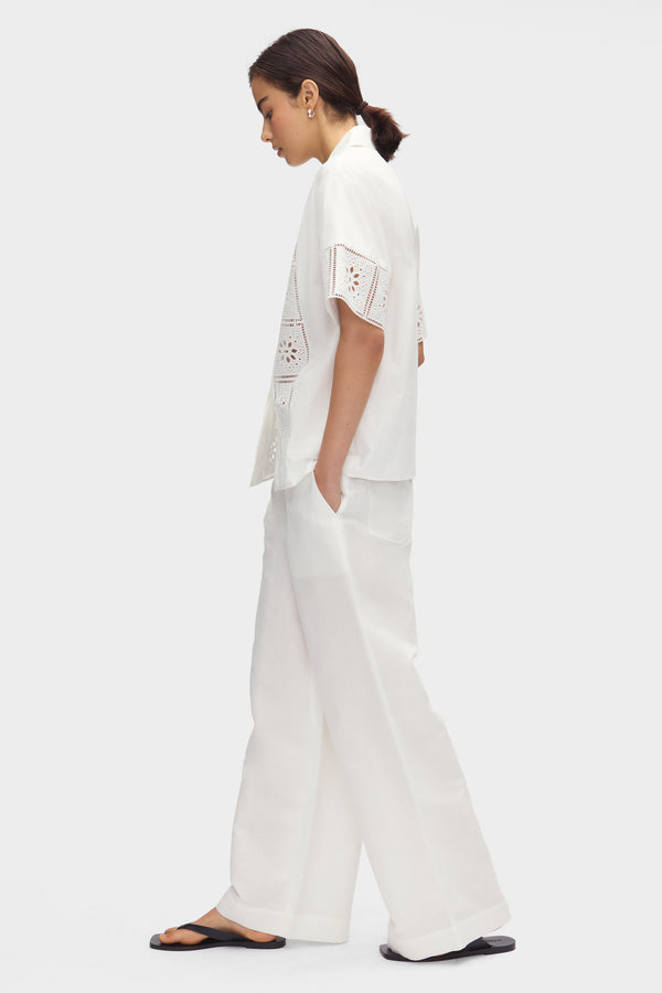 Aligne ALIGNE Broderie Organic Cotton Shirt - White | Ulysses TOPS