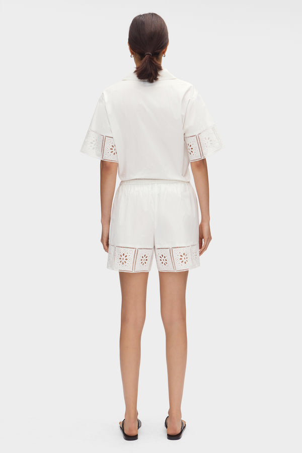 Aligne ALIGNE Broderie Organic Cotton Shorts - White | Chelsea SHORTS