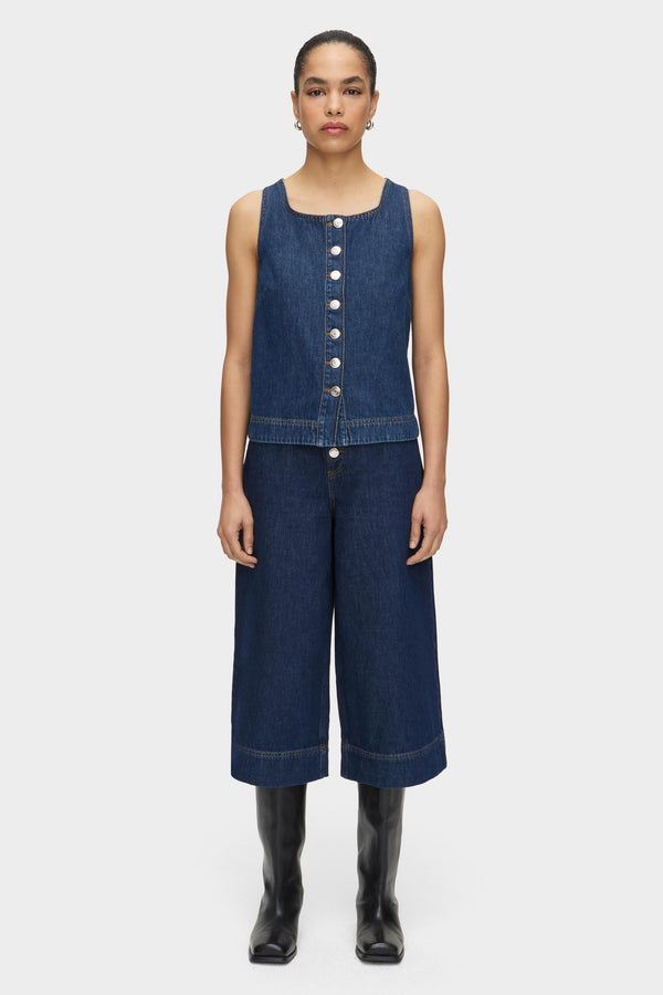 Aligne ALIGNE Button Up Denim Top - Dark Blue | Miranda TOPS