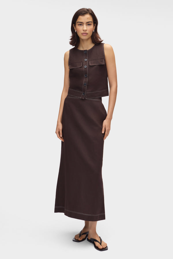 Aligne ALIGNE Button Up Linen Top - Brown | Summer TOPS