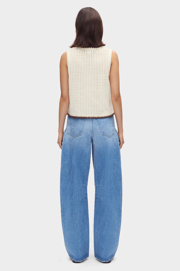 Aligne ALIGNE Buttoned Crochet Top - White | Camilla TOPS