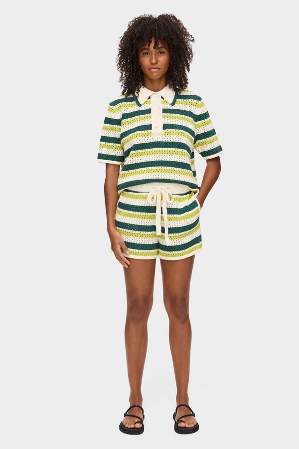 Aligne ALIGNE Crochet Shorts Striped - Green | Faro TROUSERS