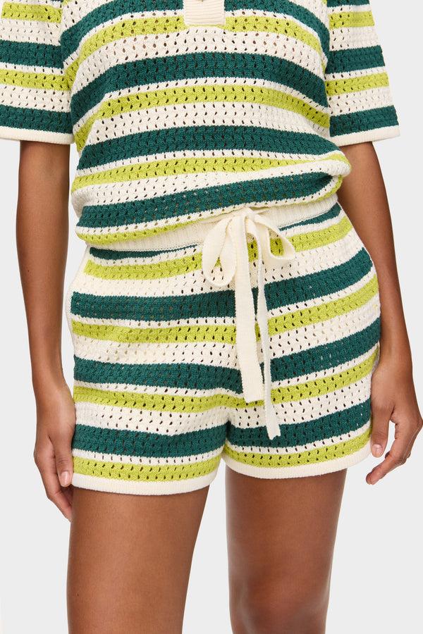Aligne ALIGNE Crochet Shorts Striped - Green | Faro TROUSERS