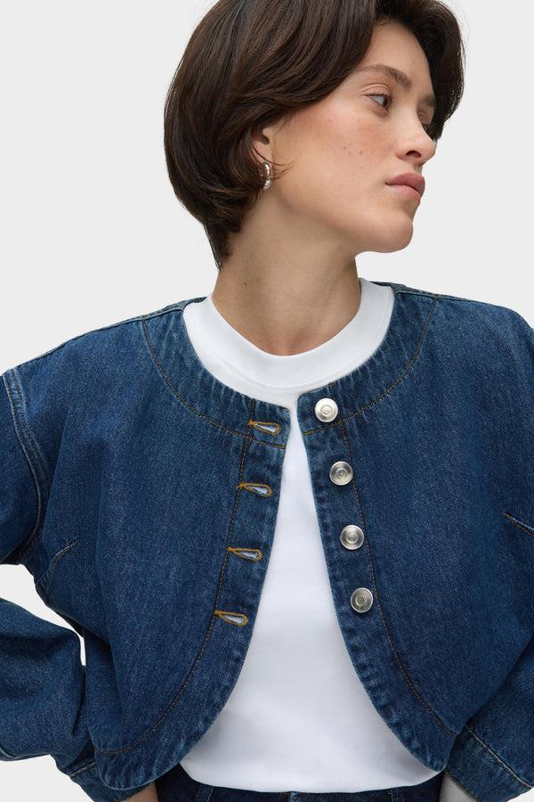 Aligne ALIGNE Cropped Denim Bolero - Dark Blue | Angelina OUTERWEAR