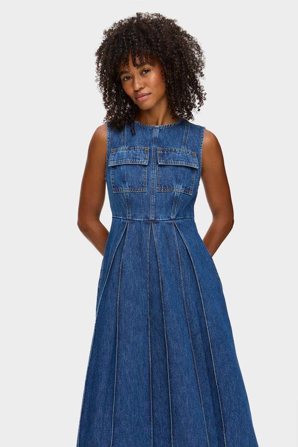 Aligne ALIGNE Denim Fit And Flare Midi Dress - Blue | Cherish DRESSES
