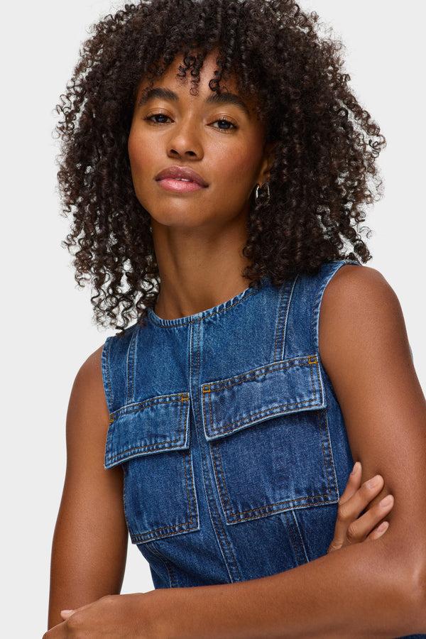 Aligne ALIGNE Denim Fit And Flare Midi Dress - Blue | Cherish DRESSES