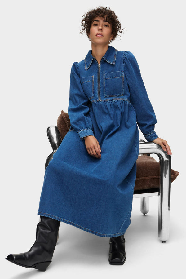 aligne ALIGNE Denim Long Sleeve Midi Dress | Gabriella DRESSES