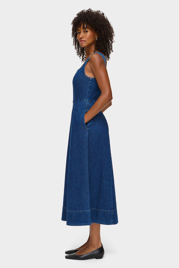 Aligne ALIGNE Denim Midi Dress - Blue | Paisley DRESSES