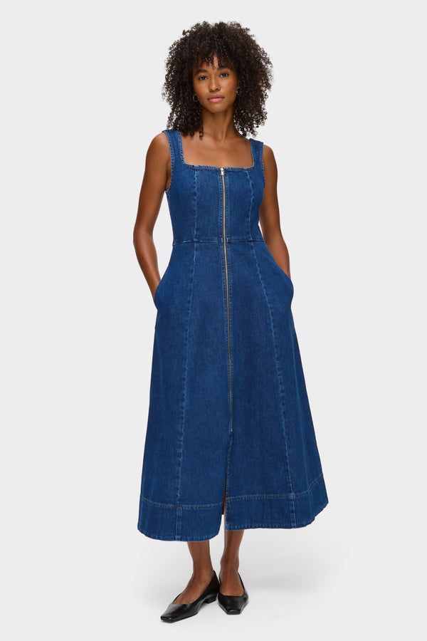 aligne ALIGNE Denim Midi Dress - Blue | Paisley DRESSES