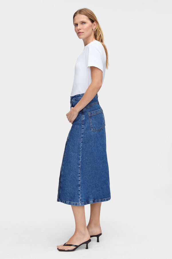 Aligne ALIGNE Denim Midi Skirt - Mid Blue | Troy SKIRTS