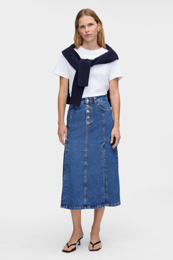 aligne ALIGNE Denim Midi Skirt - Mid Blue | Troy SKIRTS