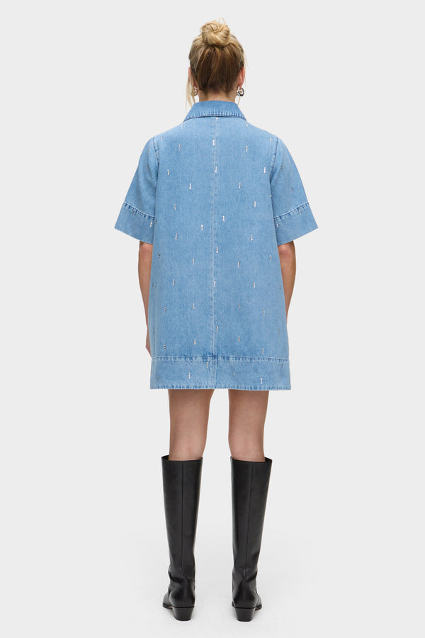 Aligne ALIGNE Diamante Short Sleeve Denim Dress - Blue | Grace DRESSES