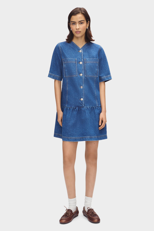 aligne ALIGNE Drop Hem Mini Denim Dress - Blue | Kimber DRESSES