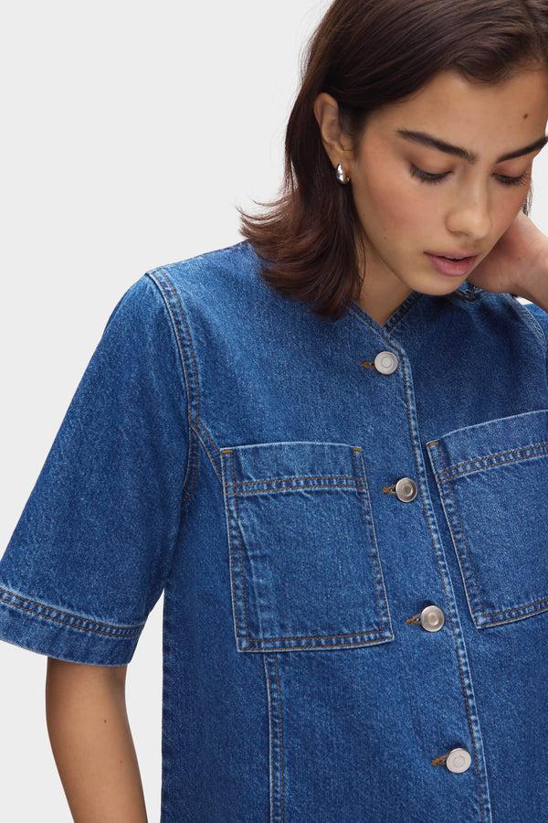 Aligne ALIGNE Drop Hem Mini Denim Dress - Blue | Kimber DRESSES