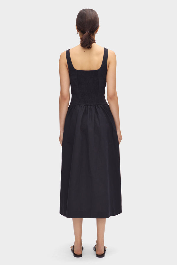 Aligne ALIGNE Drop Waist Linen Dress - Black | Rosia DRESSES
