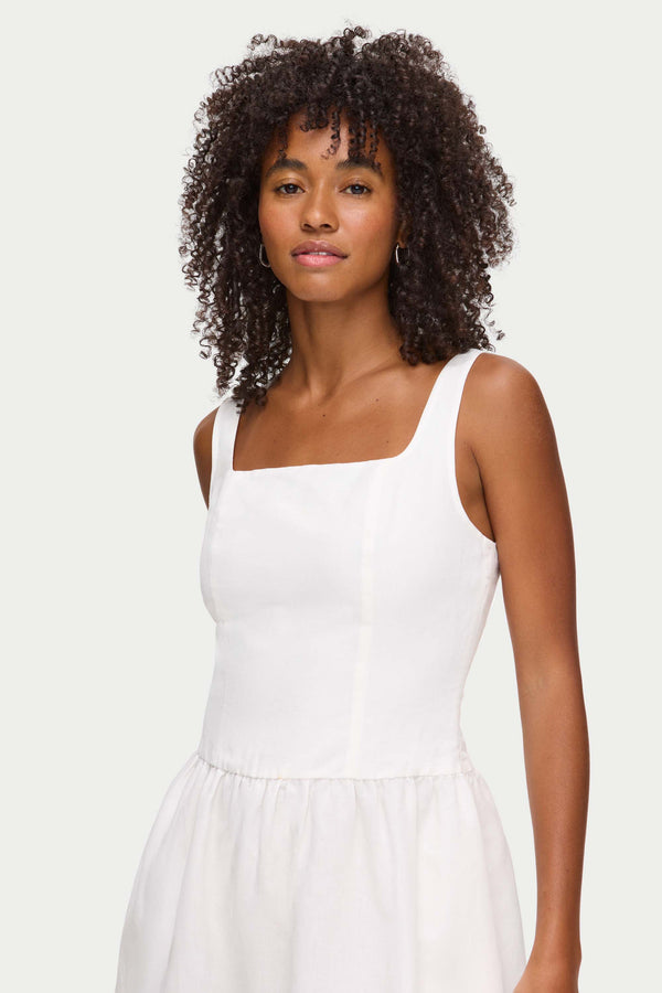 Aligne ALIGNE Drop Waist Linen Dress - White | Rosia DRESSES