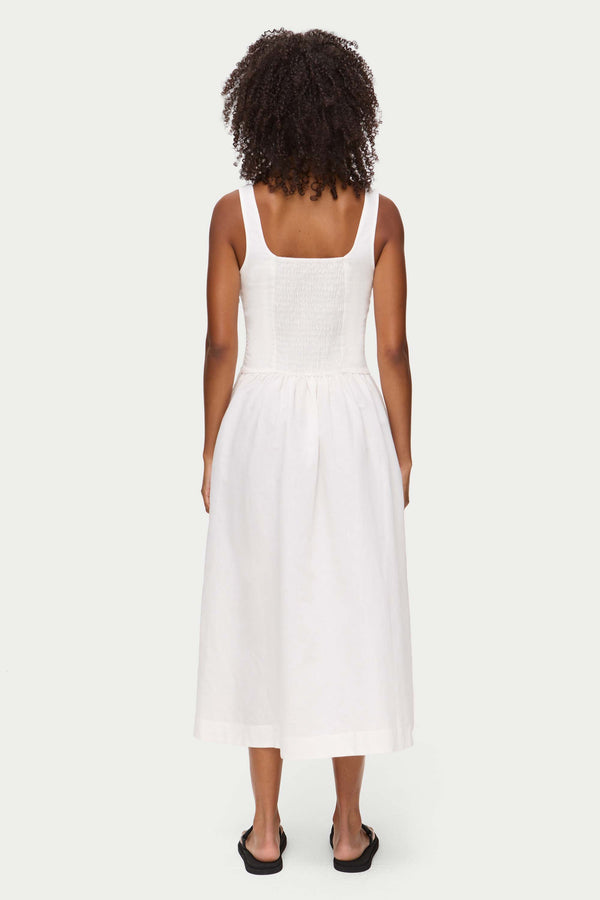 Aligne ALIGNE Drop Waist Linen Dress - White | Rosia DRESSES
