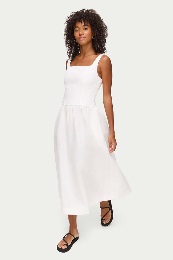 aligne ALIGNE Drop Waist Linen Dress - White | Rosia DRESSES