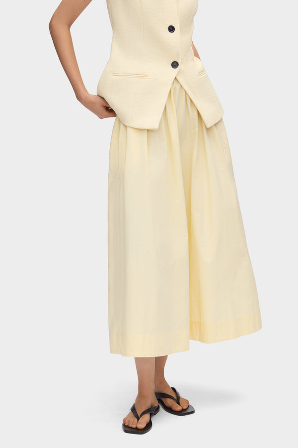 aligne ALIGNE Elasticated Cotton Midi Skirt- Yellow | Natalie SKIRTS