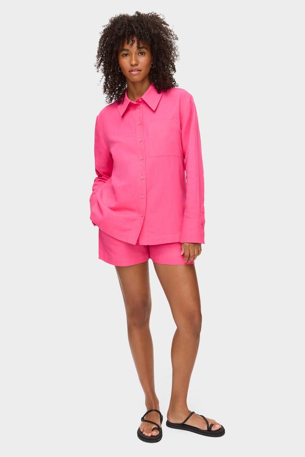 Aligne ALIGNE Elasticated Linen Short - Pink | Dita SHORTS