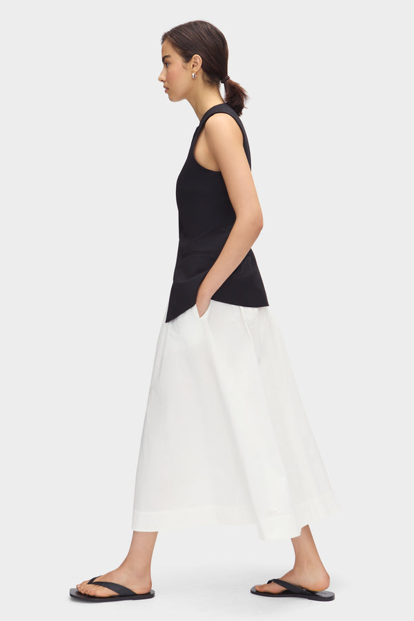 Aligne ALIGNE Elasticated Midi Skirt- White | Natalie SKIRTS