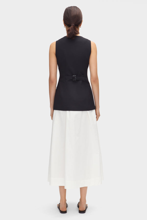 Aligne ALIGNE Elasticated Midi Skirt- White | Natalie SKIRTS