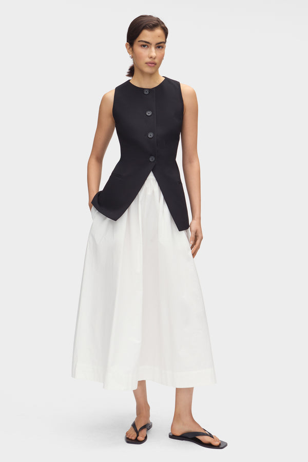 aligne ALIGNE Elasticated Midi Skirt- White | Natalie SKIRTS