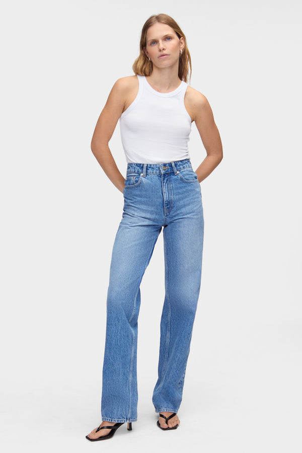 aligne ALIGNE High Rise Straight Leg Jeans - Blue JEANS