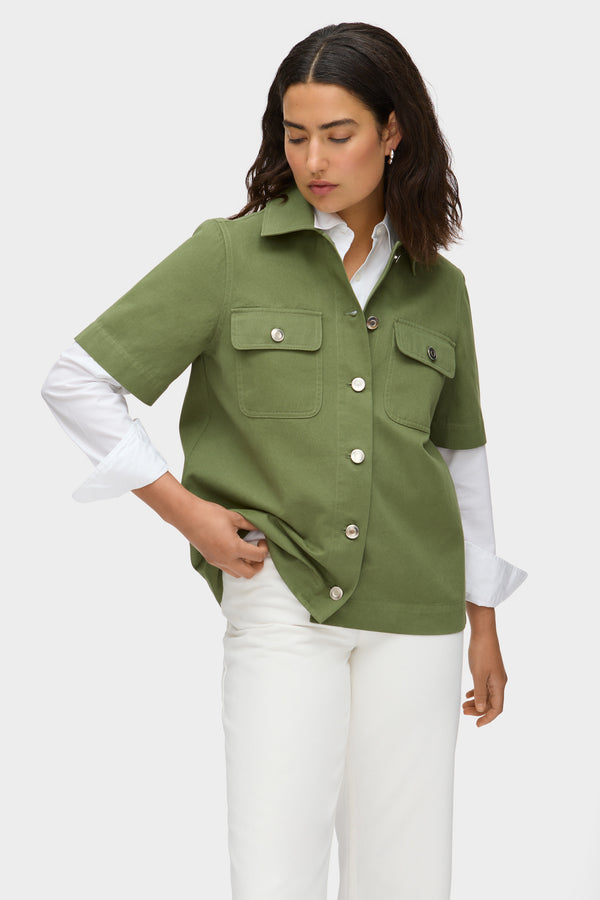 Aligne ALIGNE Laurel Short Sleeve Overshirt - Green | Laurel TOPS