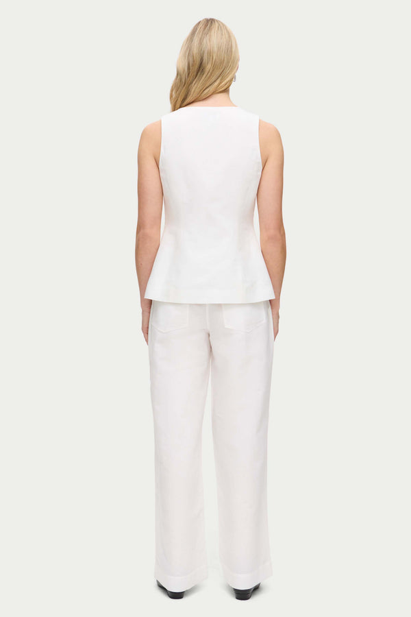 Aligne ALIGNE Linen Tie Waistcoat - White | Lupin WAISTCOATS