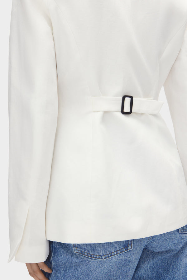 Aligne ALIGNE Linen Waisted Blazer - White | Daphne BLAZER