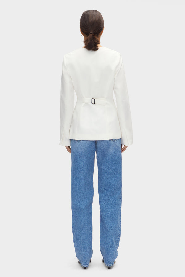 Aligne ALIGNE Linen Waisted Blazer - White | Daphne BLAZER