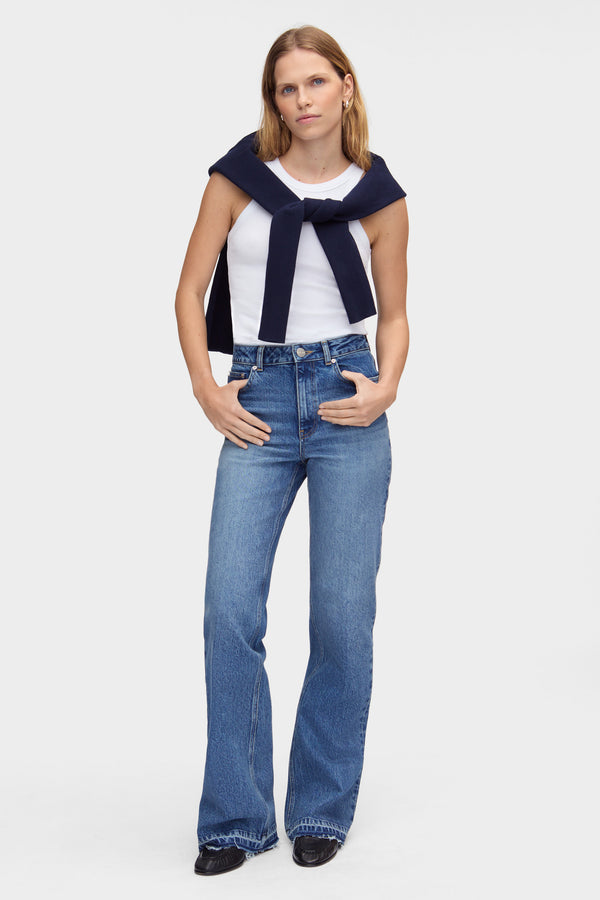 aligne ALIGNE Mid Rise Straight Flare Jeans - Blue JEANS