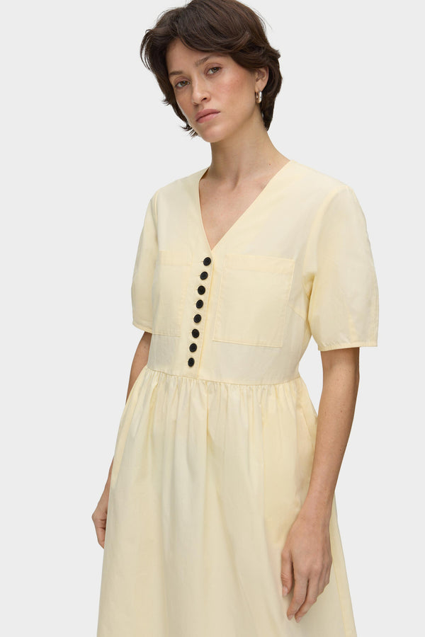 aligne ALIGNE Organic Cotton Midi Dress - Yellow | Cassidy DRESSES