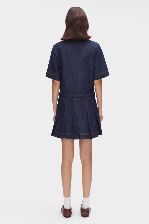 Aligne ALIGNE Pleated Denim Dress - Blue | Yolanda DRESSES