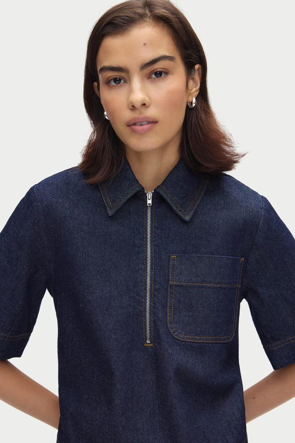 Aligne ALIGNE Pleated Denim Dress - Blue | Yolanda DRESSES