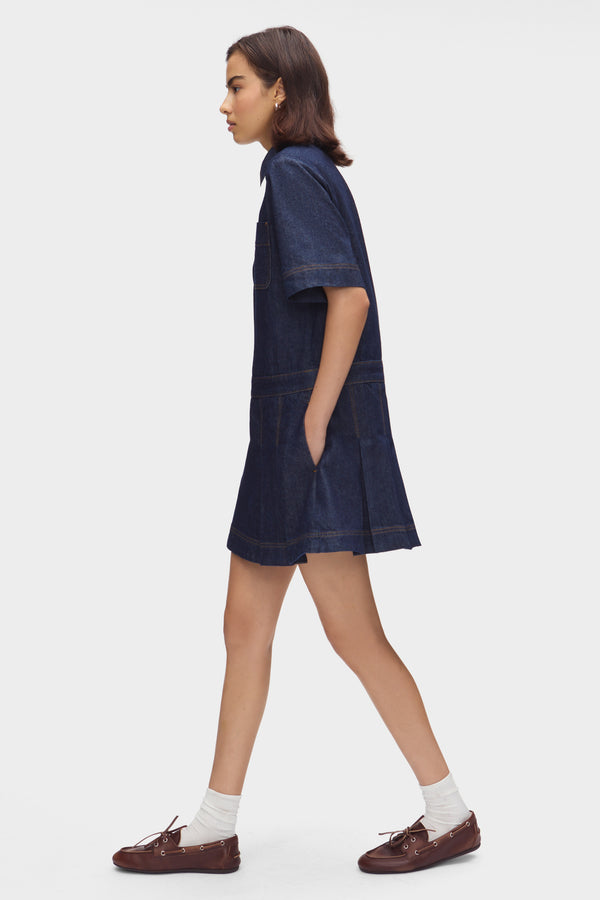 Aligne ALIGNE Pleated Denim Dress - Blue | Yolanda DRESSES